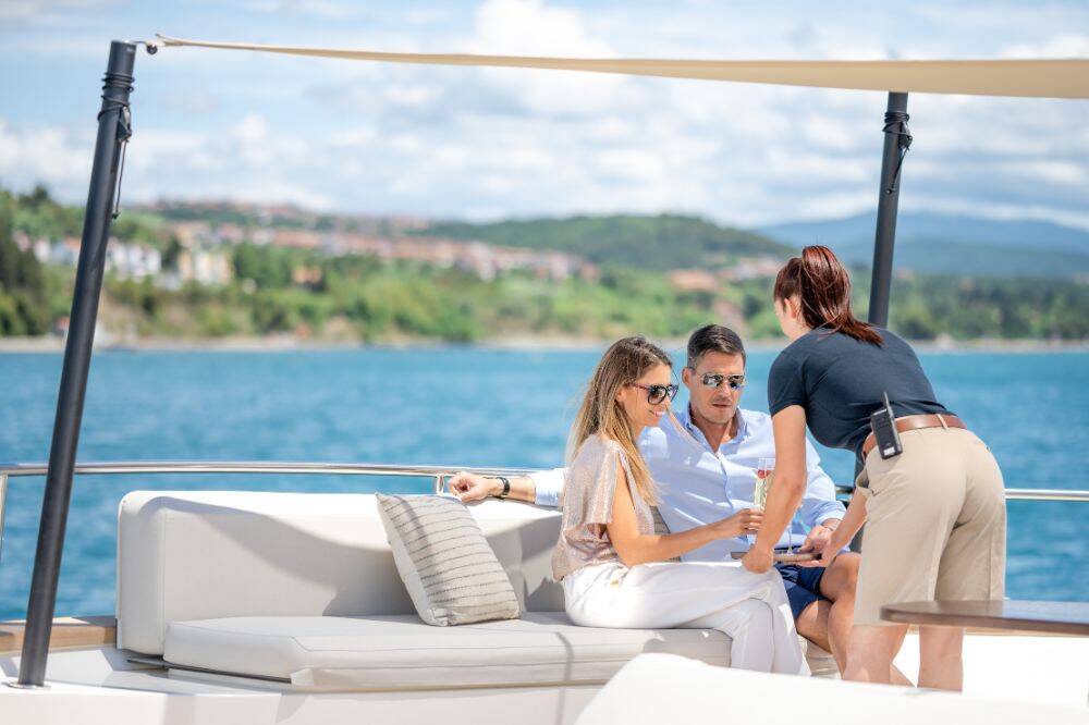 Stewardess on yacht