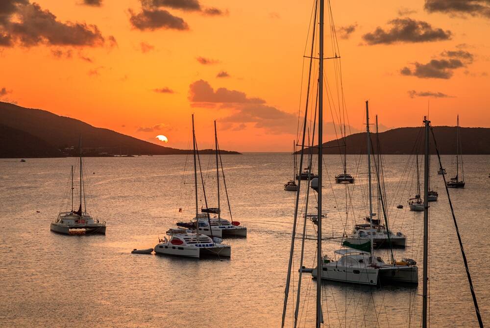 Beautiful sunset scene on the island of Virgin Gorda in BVI