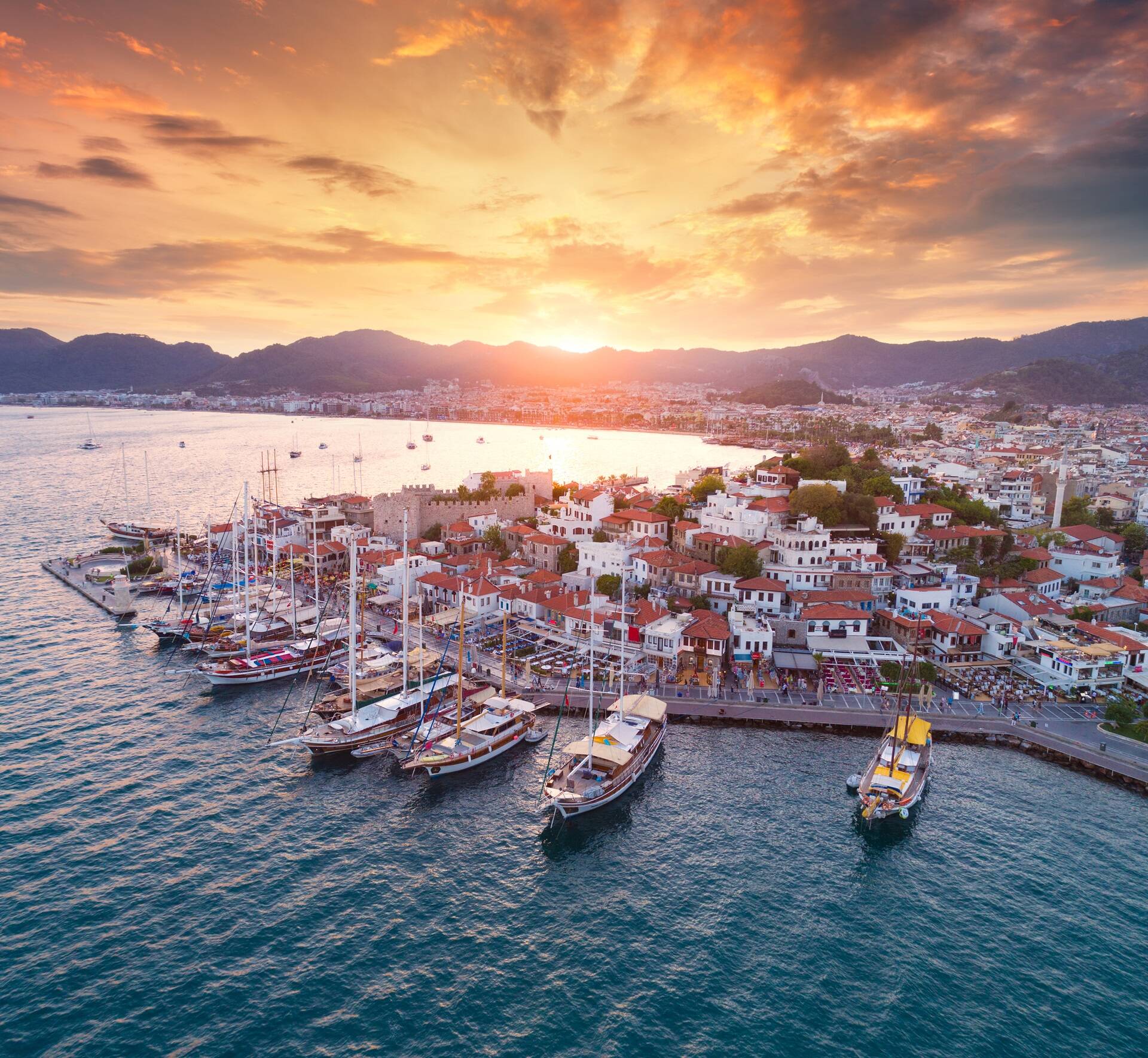 sunset in Marmaris, Turkey.